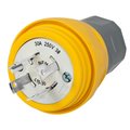 Bryant Locking Device, Elastomeric, Male Plug, 30A  3- Phase Delta 250V AC, 3-Pole 4-Wre Grounding, L15-30P BRY28W75